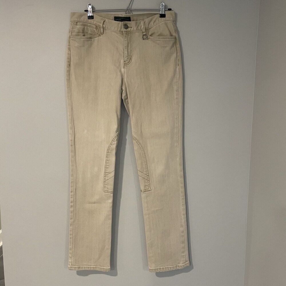 Vintage LRL RALPH LAUREN Riding Equestrian Tan Jeans Sz 8 Jodhpur Stirrup Charm